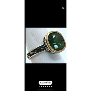 BRIGHTON VENUSIAN OPALESCENT EMERALD GREEN HUE SWAROVSKI CRYST SZ 6 RING VTG